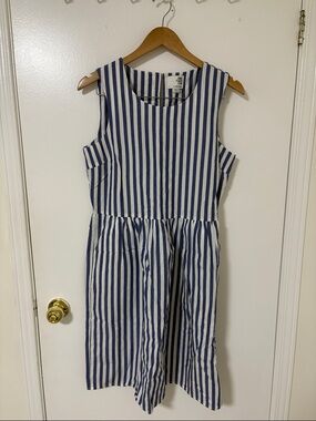 Vero Moda Navy and White Vertical Stripe Sleeveless Dress